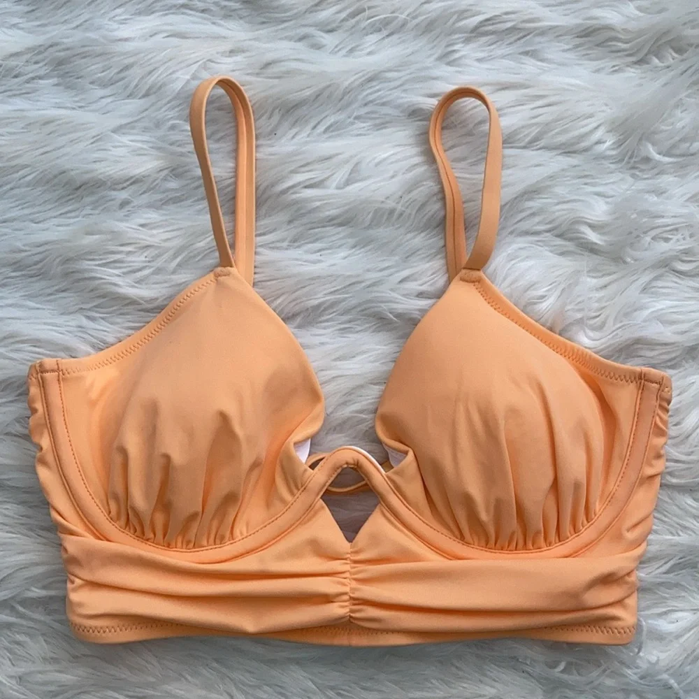 Shade & Shore | Creamsicle Shirred Keyhole Underwire Bikini Top